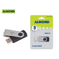 ALMOND FLASH DRIVE USB 8GB TWISTER ΜΑΥΡΟ - Usb Memory Sticks-CD DVD