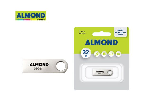 ALMOND FLASH DRIVE USB 32GB ΜΕΤΑΛΛΙΚΟ MINI - Usb Memory Sticks-CD DVD
