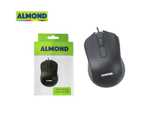 ALMOND ΠΟΝΤΙΚΙ ΕΝΣΥΡΜΑΤΟ USB ΜΑΥΡΟ - Mouses-Ποντίκια